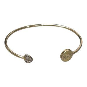 Sarah Chloe 925 Open Cuff Bracelet Sterling Silver Fashion Y2K Heart Rhinestone